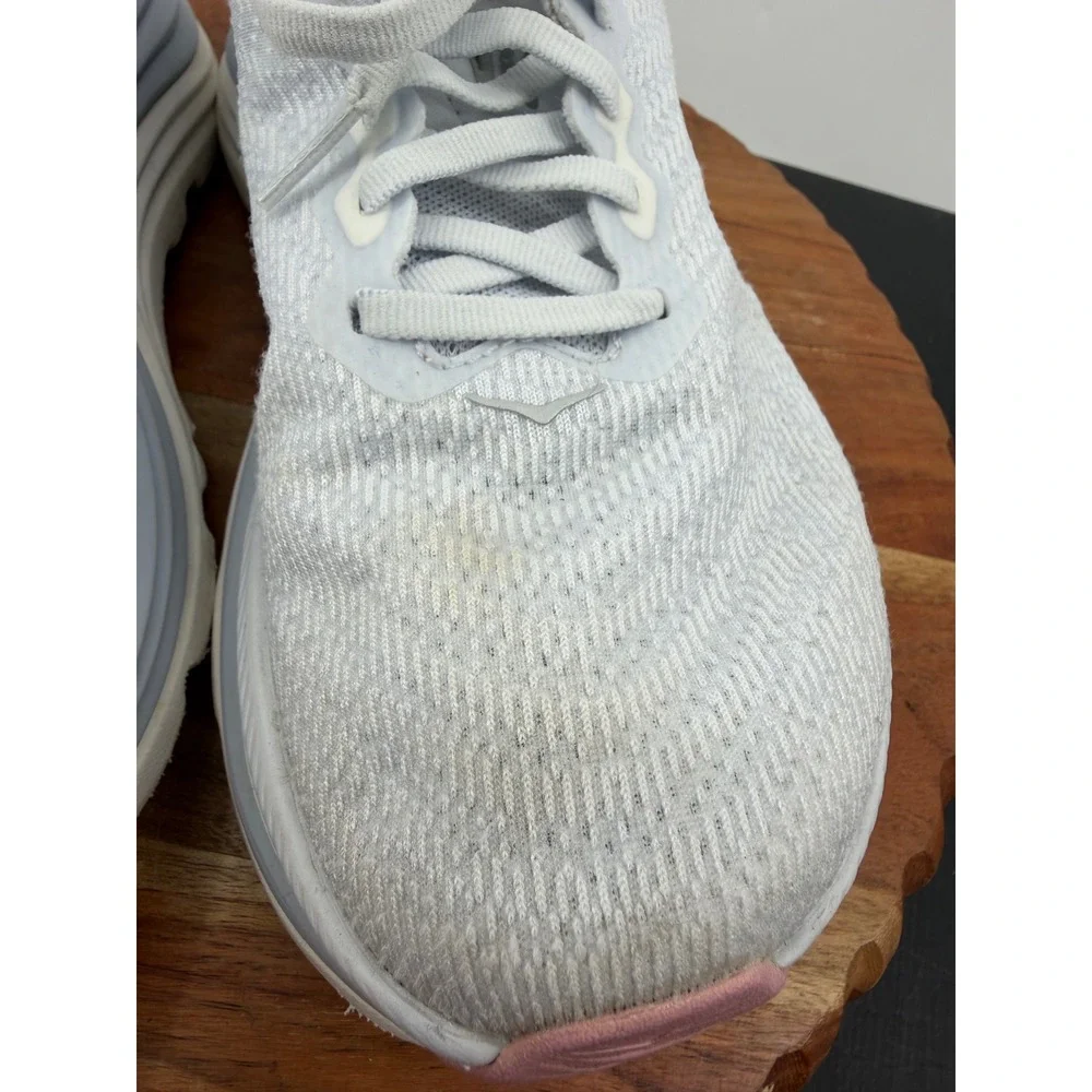 Hoka One One Women's Light Gray & Pink Running Sneakers